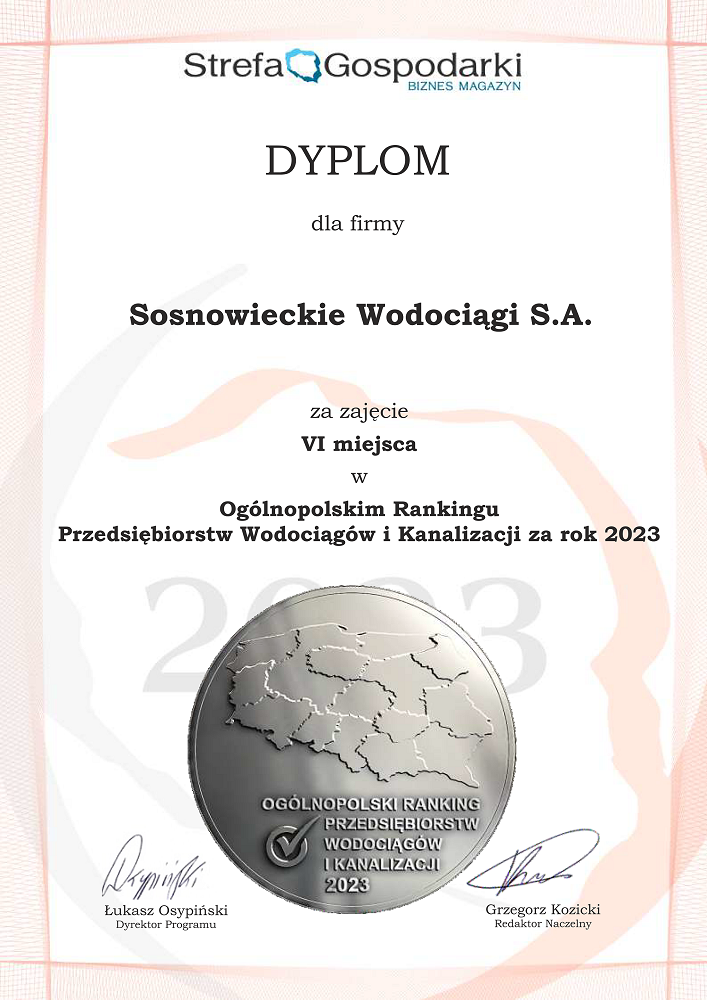 Sosnowieckie Wodociągi S.A.   dyplom 1
